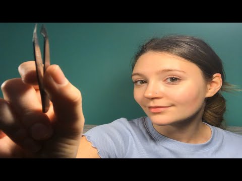 ASMR Doing Your Eyebrows (plucking, spoolie nibbling, brushing sounds)