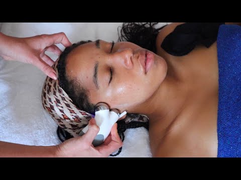 ASMR relaxing pamper session on Adrianna - facial, nuface, manicure (whisper)