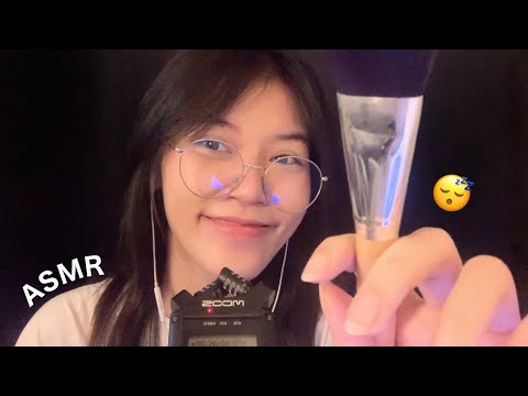 ASMR Brushing Your Face / Mouth Sounds / Soft Whispers for Sleep