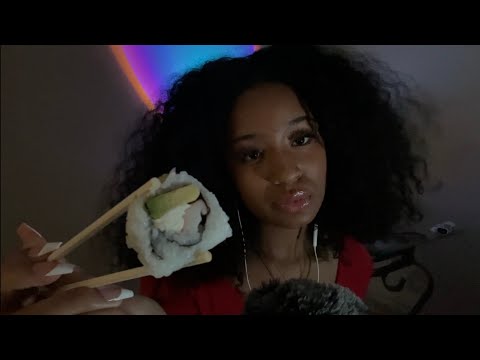 asmr sushi mukbang + sticky mouth sounds 🍣