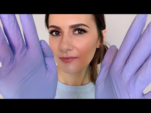 ASMR Touching Your Face With Latex Gloves (Up Close, Personal Attention, Lights, Plucking)