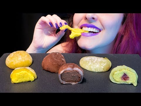 ASMR: Extremely Soft & Sticky Mochi w/ Creamy Filling 🍡 ~ Relaxing Eating [No Talking|V] 😻