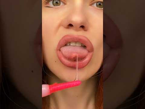 Asmr - edible lipgloss 😋 #mukbang #candy #asmr #mouthsounds