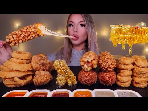 MOST POPULAR FOOD FOR ASMR (KFC, MOZZARELLA CORN DOG, ONION RINGS, CHICKEN NUGGETS, HONEYCOMB) 먹방