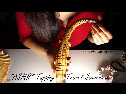 ASMR SHOW AND TELL : TRAVEL SOUVENIRS + PEN COLLECTION (TAPPING SOUNDS + SUPER SOFT WHISPERING) !!!