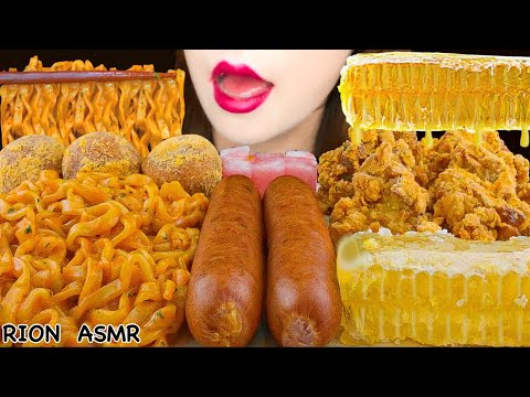 【ASMR】CHEESY CALBO FIRE  NOODLE,HONEY COMB,CHEESE BALL,FRIED CHICKEN MUKBANG 먹방 EATING SOUNDS