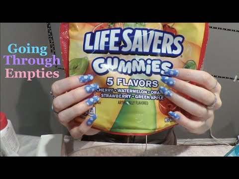 ASMR Gum Chewing Going Through Empties | Tingly Whisper and Tapping