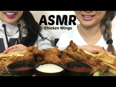 ASMR SWEET THAI CHILI and KOREAN SWEET HONEY BBQ WINGS + FRIES (EATING SOUNDS) | SAS-ASMR