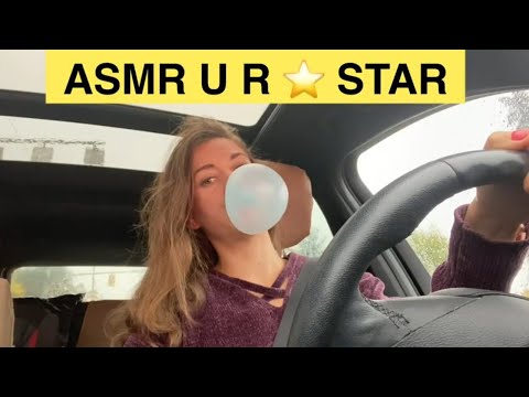 ASMR in the car | driving sound | blowing & snapping bubble gum