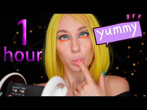 ASMR ✨ONE HOUR ear EATING 👂🏼❤️💙  | mouth sounds, ear triggers,  3Dio ASMR licking