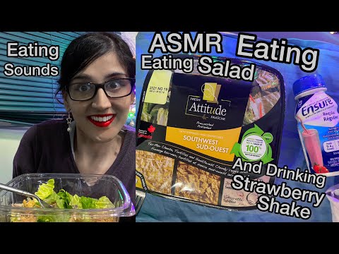 ASMR Eating Salad and Drinking (Eating Sounds) 🥗 - Healthy Eating My Dinner!(Tapping, Soft Spoken)