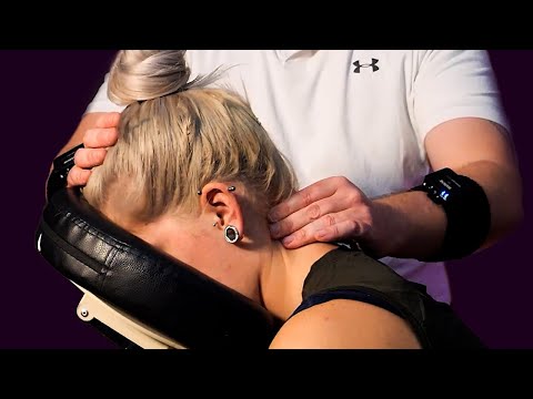 Deeply Relaxing Seated Neck, Shoulder & Back Shiatsu Massage with Relaxing Music [No Talking]