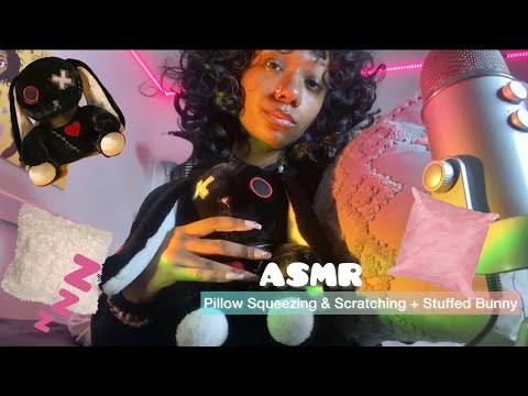 ASMR | Pillow Squeezing & Scratching + Stuffed Bunny On The Mic 🐰 💤✨  #asmr
