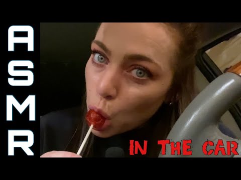 ASMR | In My Car | Mini Mic | Cherry Tootsie Pop 🍒