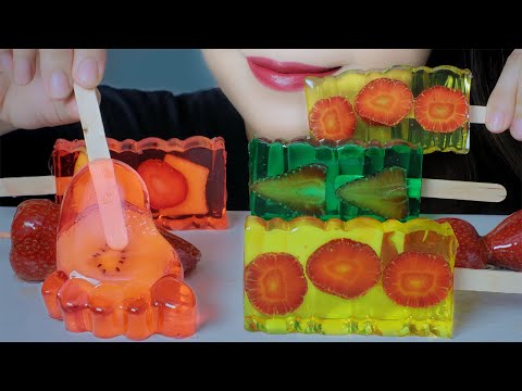 ASMR MAKING EATING FRUITS JELLY BAR AND STRAWBERRY CANDY TANGHULU EATING SOUND | LINH-ASMR