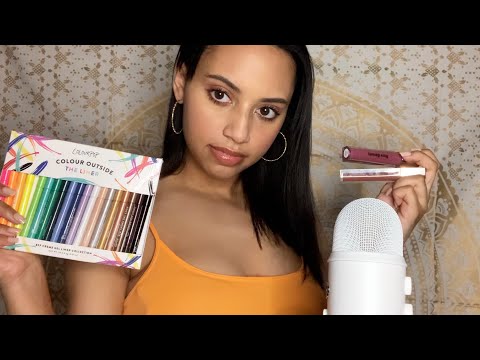 ASMR:|| HUGE MAKEUP HAUL + TRY ON w/ tapping || (RARE BEAUTY, COLOURPOP, & MORE) Part 1