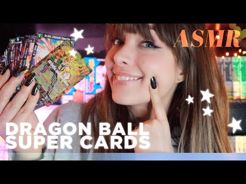 ASMR 🐉 🟠 Dragon Ball Card Deck Shuffling!🖤   Whispered Reading, Crinkly Paper & Tapping Sounds