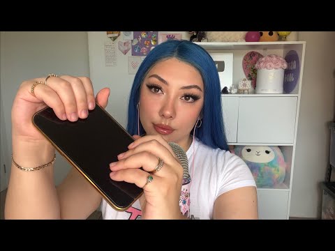 ASMR iPhone tapping📱 + rambled whispers 💙💞