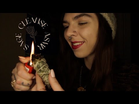 Sage Cleanse ASMR🕯🌿 with Hand Movements & Crystals✨