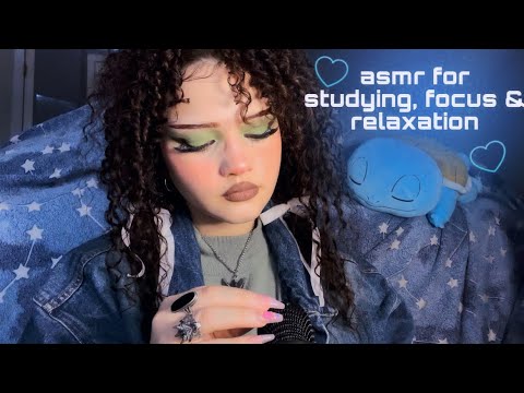 asmr for studying & focus {denim scratching,liquid sounds,ring sounds,nail sounds}
