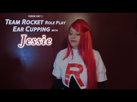 ASMR 10DOH Day 2: Team Rocket Pokemon Role Play. Ear Cupping with Jessie (Binaural, Tongue Clicking)
