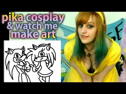 Sexy Pikachu Cosplay & Watch Me Draw Art ~ BabyZelda Gamer Girl [fast speed drawing]