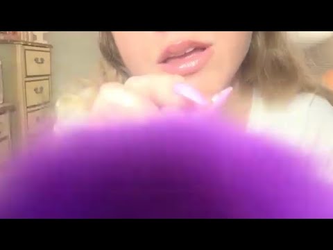 ASMR Face Brushing, Foam Mic Brushing with Mouth Sounds 🖌👄