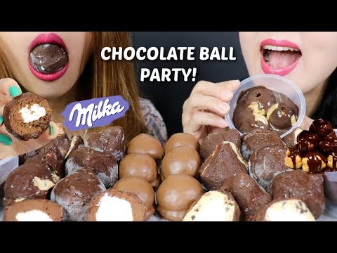 ASMR CHOCOLATE BALL PARTY (PROFITEROLES + MILKA + WALLOPS) 리얼사운드 먹방 | Kim&Liz ASMR
