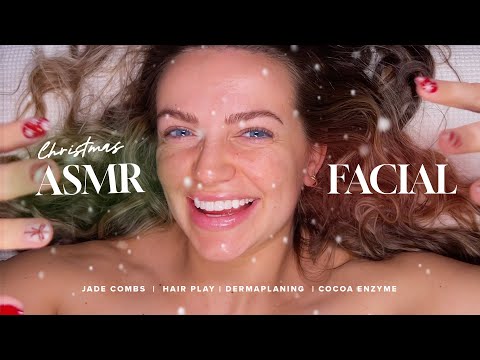 ASMR Pregnancy Facial Christmas Special | Dermaplaning, Coco Enzyme, Hair Play