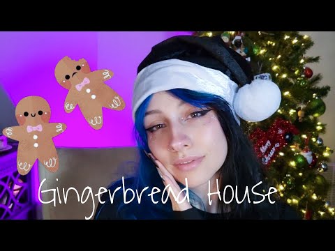 [ASMR]🍪 I made a Gingerbread House (kinda) | crackling fireplace background