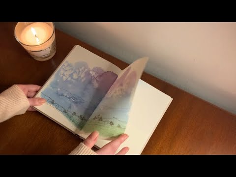 (asmr) 🎨watercolour journal🌸 • rain🌧 • visual relaxation • page turning • tracing