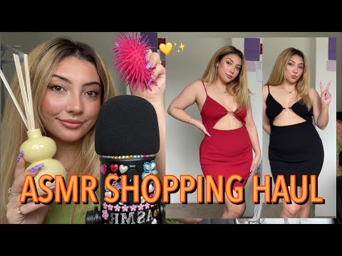 ASMR Shopping Haul 🧡 ~fabric scratching, tapping, try-on~ | Whispered