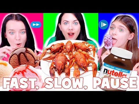 ASMR Fast Eating VS Slow Eating VS Pause Eating Food Challenge Mukbang