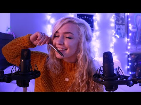 gentle tingly pen mouth sounds ASMR (cozy, ear to ear, rode mics, relaxing)