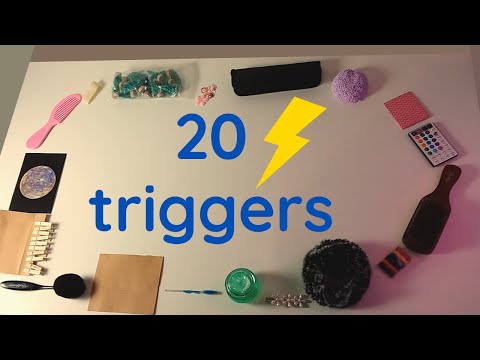 ASMR My Trigger Obstacle Course/ Lined Up Style - 20 Triggers Mini Mic (Crinkles, Brushing, Tracing)
