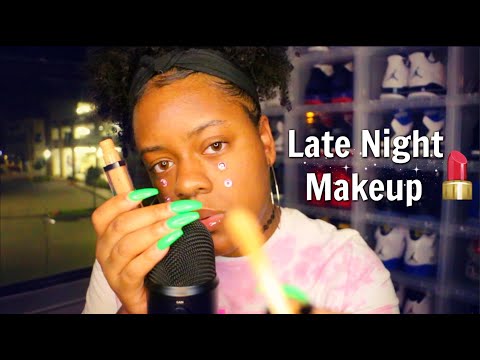 ASMR - DOING YOUR LATE NIGHT MAKEUP BUT WITH DRY MOUTH SOUNDS 💄💅🏾💋