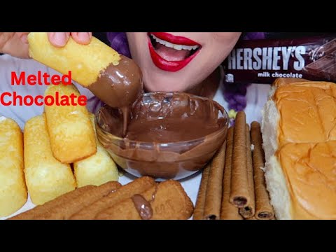ASMR DIPPING TWINKIES, WAFER ROLLS IN MELTED CHOCOLATE 트윙키 초콜렛에 찍먹CURIE.ASMR