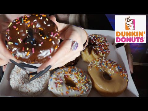 ASMR HUGE Dunkin Donuts Mukbang & Coffee | Whispered Food Review  #food #asmreating #fastfood