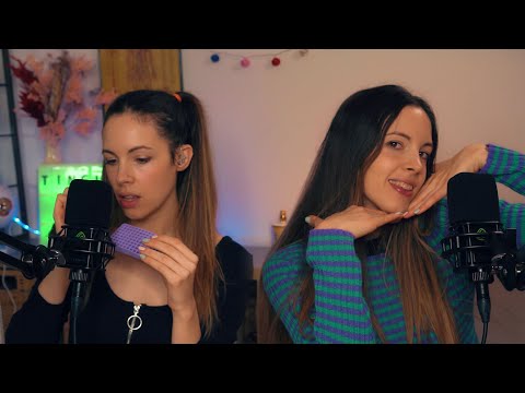 ASMR Twins Giving You Tingles - Tapping, Crinkles, Lotion, Scratching, Up Close