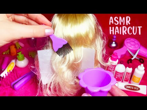 ASMR Mannequin Haircut, Dye, Wash and Curling RP (Whispered)