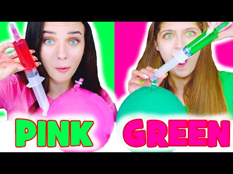 ASMR Pink Food VS Green Food Jelly Noodles, Jello Shooter, Jelly Cups, Jelly Straws
