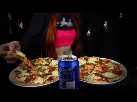 ASMR STOMACH SOUNDS - Eating TWO Pizzas!! 🍕🍕 (Loud growling, noises, upset stomach )