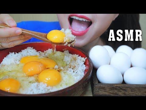 ASMR RAW EGGS WITH COOKED RICE (JAPANESE EGGS) EATING SOUNDS | LINH-ASMR