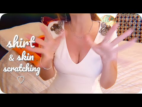 ASMR SHIRT / SKIN SCRATCHING ♡ Fast scratching and tapping on a white dress 🧜🏻‍♀️