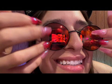 #ASMR 1 MINUTE TAPPING WITH LONG NAILS 💅 🍒🧚🏻‍♀️💕 crystals/ sunglasses/ necklace/ cat ears💎