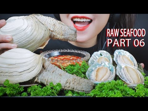 ASMR MOST POPULAR RAW SEAFOOD ON MY CHANNEL PART 06 (ABALONE,GEODUCK SNAIL,SEA GRAPES) | LINH-ASMR