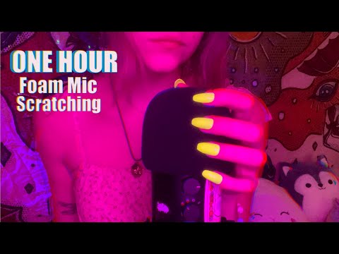 ASMR l ONE HOUR of FOAM Mic Scratching for Background Study & Sleep | NO TALKING - Looped