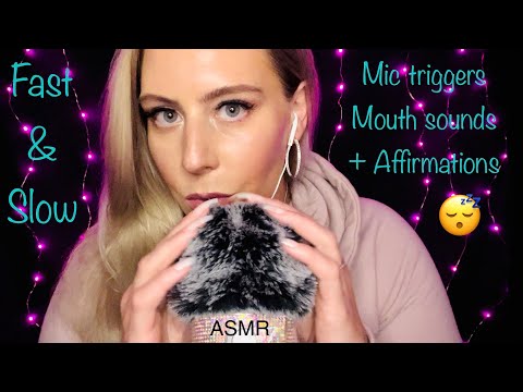 ASMR⚡️Mic triggers video⚡️Fast & slow with mouth sounds & positive affirmations🥰
