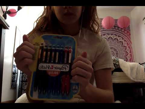 ASMR - fast tapping and scratching on school supplies - whispering