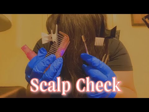 ASMR| 🎧 Satisfying scalp check- Glove & brushing sounds, hair clipping, whispering & lots of tools